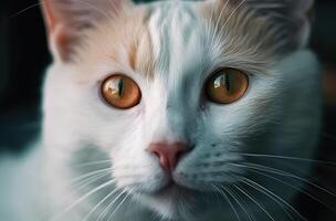 The cat's face is close up and its eyes are clearly visible AI Generative photo