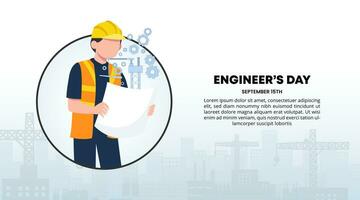 Engineer Day background with an engineer and construction vector