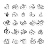 un conjunto de Fruta sonrisa expresión ilustraciones, bueno para para niños libros vector