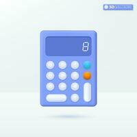 Calculator icon symbols. accounting, finance analytics, budget, math device concept. 3D vector isolated illustration design. Cartoon pastel Minimal style. You can used for design ux, ui, print ad.