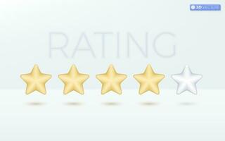 Star rating icon symbols. quality service, excellent feedback, customer review concept. 3D vector isolated illustration design. Cartoon pastel Minimal style. You can used for design ux, ui, print ad.