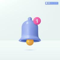 Notification message bell icon symbols. internet message, receive email, sms concept. 3D vector isolated illustration design. Cartoon pastel Minimal style. You can used for design ux, ui, print ad.