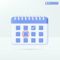 Calendar appointment icon symbols. Schedule assignment, business event planning concept. 3D vector isolated illustration design. Cartoon pastel Minimal style. You can used for design ux, ui, print ad.