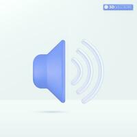 Blue Sound Speaker icon symbols. metalic max volume, loud and quiet, voice and audio concept. 3D vector isolated illustration design. Cartoon pastel Minimal style. You can used for ux, ui, print ad.