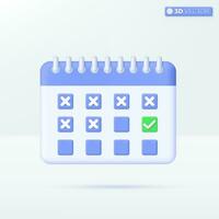 Calendar appointment icon symbols. Schedule assignment, business event planning concept. 3D vector isolated illustration design. Cartoon pastel Minimal style. You can used for design ux, ui, print ad.