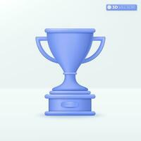 azul trofeo taza icono simbolos campeones recompensas ceremonia, éxito, Primero ganador concepto. 3d vector aislado ilustración diseño. dibujos animados pastel mínimo estilo. usted lata usado para diseño ux, ui, impresión anuncio.