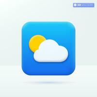 Weather report Application isolated icon on smartphone. sun and cloud Cartoon pastel Minimal style. You can used for presentations, print ad., ux, ui, communication. 3D vector illustration design.