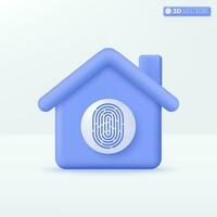 hogar huella dactilar icono simbolos escanear biométrico identidad autorizado y negocio seguridad concepto. 3d vector aislado ilustración diseño. dibujos animados pastel mínimo estilo. usted lata usado para ux, ui, impresión anuncio