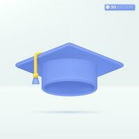 graduación gorra con borla icono simbolos Universidad gorra, educación la licenciatura ceremonia concepto. 3d vector aislado ilustración diseño. dibujos animados pastel mínimo estilo. usted lata usado para diseño ux, ui, impresión anuncio.