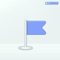 azul bandera icono simbolos meta, mapa recordatorio, ubicación fijación, logro éxito concepto. 3d vector aislado ilustración diseño. dibujos animados pastel mínimo estilo. usted lata usado para diseño ux, ui, impresión anuncio