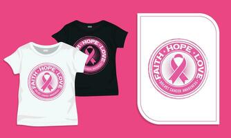 Faith hope love vintage badge breast cancer awareness t-shirt vector