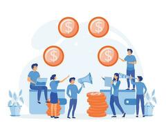 financial transactions, money transfer, banking, big wallets with coins.  flat vector modern illustration