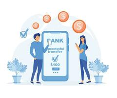 en línea bancario, bancario servicios en el sitio web. correcto transacción. plano vector moderno ilustración