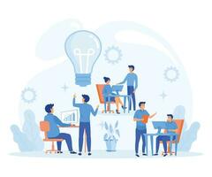 online assistant at work. promotion in the network.  searching for new ideas solutions, working together in the company, brainstorming. flat vector modern illustration