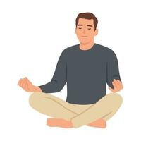 hombre haciendo loto pose. el concepto de sano estilo de vida. icono para yoga centro. extensión postura. relajante y calma loto postura. vector