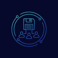 storing user data icon, linear design vector