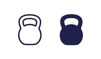 kettlebell icon on white, line and solid design vector