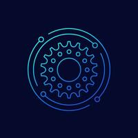 Bicycle gear or sprocket icon, linear design vector