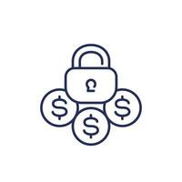 locked funds line icon on white vector