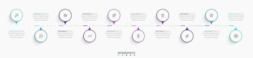 Vector Infographic label design template with icons and 10 options or steps. Can be used for process diagram, presentations, workflow layout, banner, flow chart, info graph.