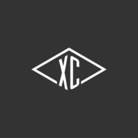 Initials XC logo monogram with simple diamond line style design vector