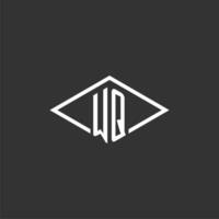 Initials WQ logo monogram with simple diamond line style design vector