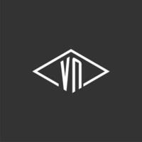 Initials VN logo monogram with simple diamond line style design vector