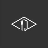 iniciales yj logo monograma con sencillo diamante línea estilo diseño vector