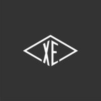 Initials XE logo monogram with simple diamond line style design vector