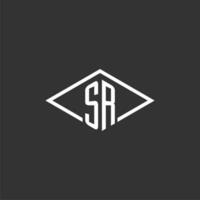 Initials SR logo monogram with simple diamond line style design vector