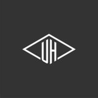 Initials UH logo monogram with simple diamond line style design vector