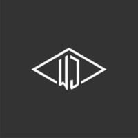 Initials WJ logo monogram with simple diamond line style design vector