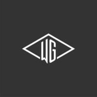Initials WG logo monogram with simple diamond line style design vector