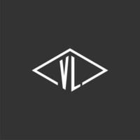 Initials VL logo monogram with simple diamond line style design vector