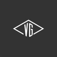 Initials VG logo monogram with simple diamond line style design vector