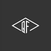 Initials QF logo monogram with simple diamond line style design vector