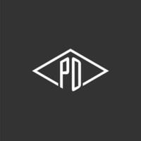 Initials PO logo monogram with simple diamond line style design vector