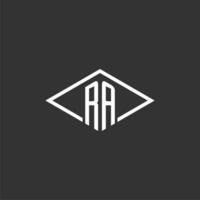 Initials RA logo monogram with simple diamond line style design vector