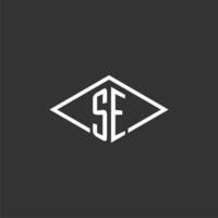 Initials SE logo monogram with simple diamond line style design vector