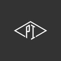 Initials PI logo monogram with simple diamond line style design vector