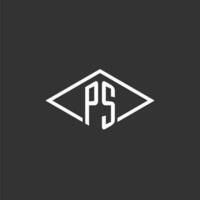 Initials PS logo monogram with simple diamond line style design vector