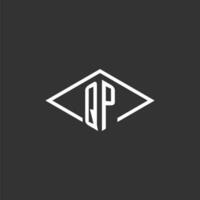 Initials QP logo monogram with simple diamond line style design vector