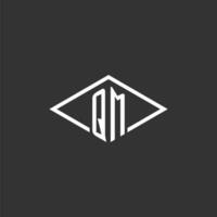 Initials QM logo monogram with simple diamond line style design vector