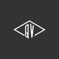 Initials QV logo monogram with simple diamond line style design vector