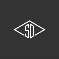 Initials SD logo monogram with simple diamond line style design vector