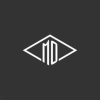 Initials MO logo monogram with simple diamond line style design vector