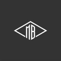 Initials MB logo monogram with simple diamond line style design vector