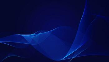 Modern blue gradient flowing wave lines. Dark abstract background with glowing wave. Shiny moving lines design vector