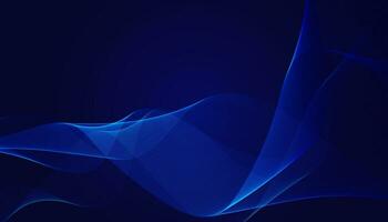 Modern blue gradient flowing wave lines. Dark abstract background with glowing wave. Shiny moving lines design vector