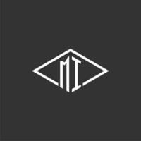 Initials MI logo monogram with simple diamond line style design vector